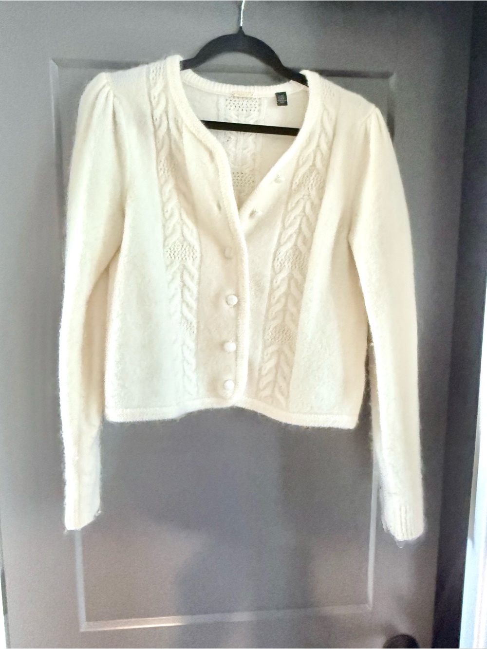 Magaschoni Merino Wool, Cropped Cable-Knit Sweater